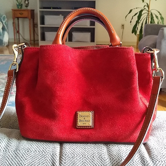 Dooney & Bourke Handbags - Dooney & Bourke Small Red Suede Brenna Handbag